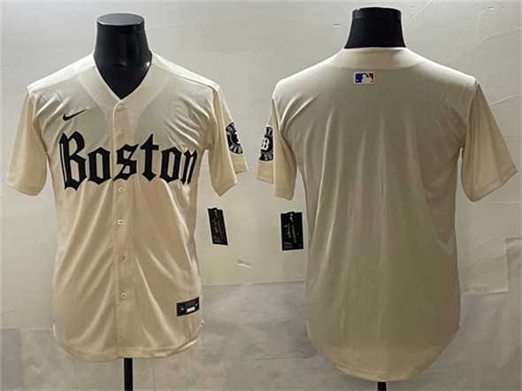 Mens Boston Red Sox Blank Cream Gothic Vapor Limited Stitched Jersey